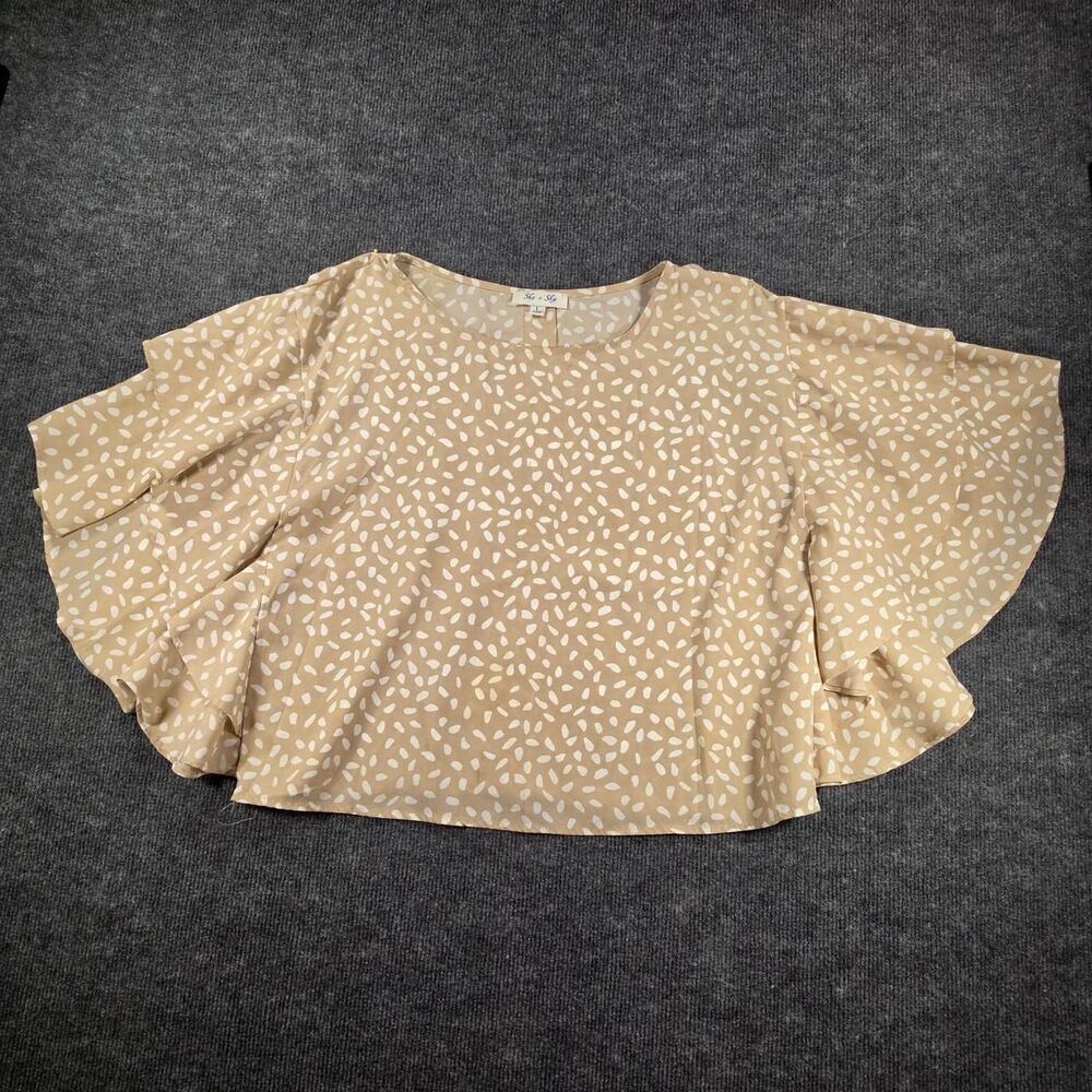 Unbranded Women's White and Tan Blouse
